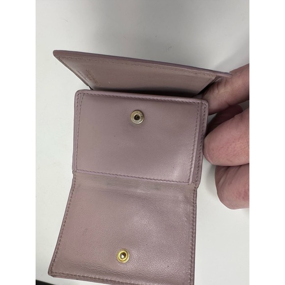 Auth Saint Laurent Fold Purse Mini Wallet Ysl Beige Pink Leather Pre- loved - Picture 5 of 9